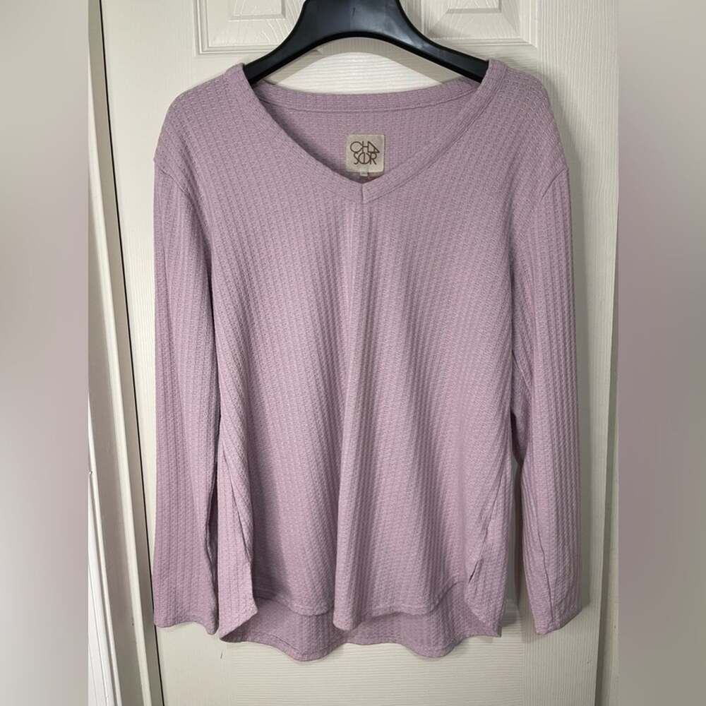 Chaser Large light Purple pinkish Waffle Thermal Knit Long Sleeve Top Large